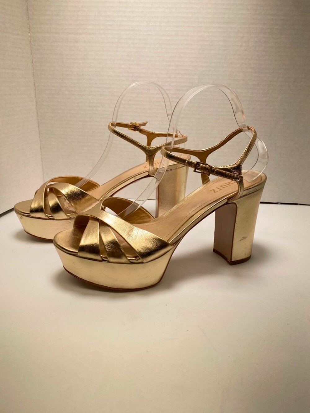 Schutz Women's Keefa Golden Strap Platform Heel Sandals